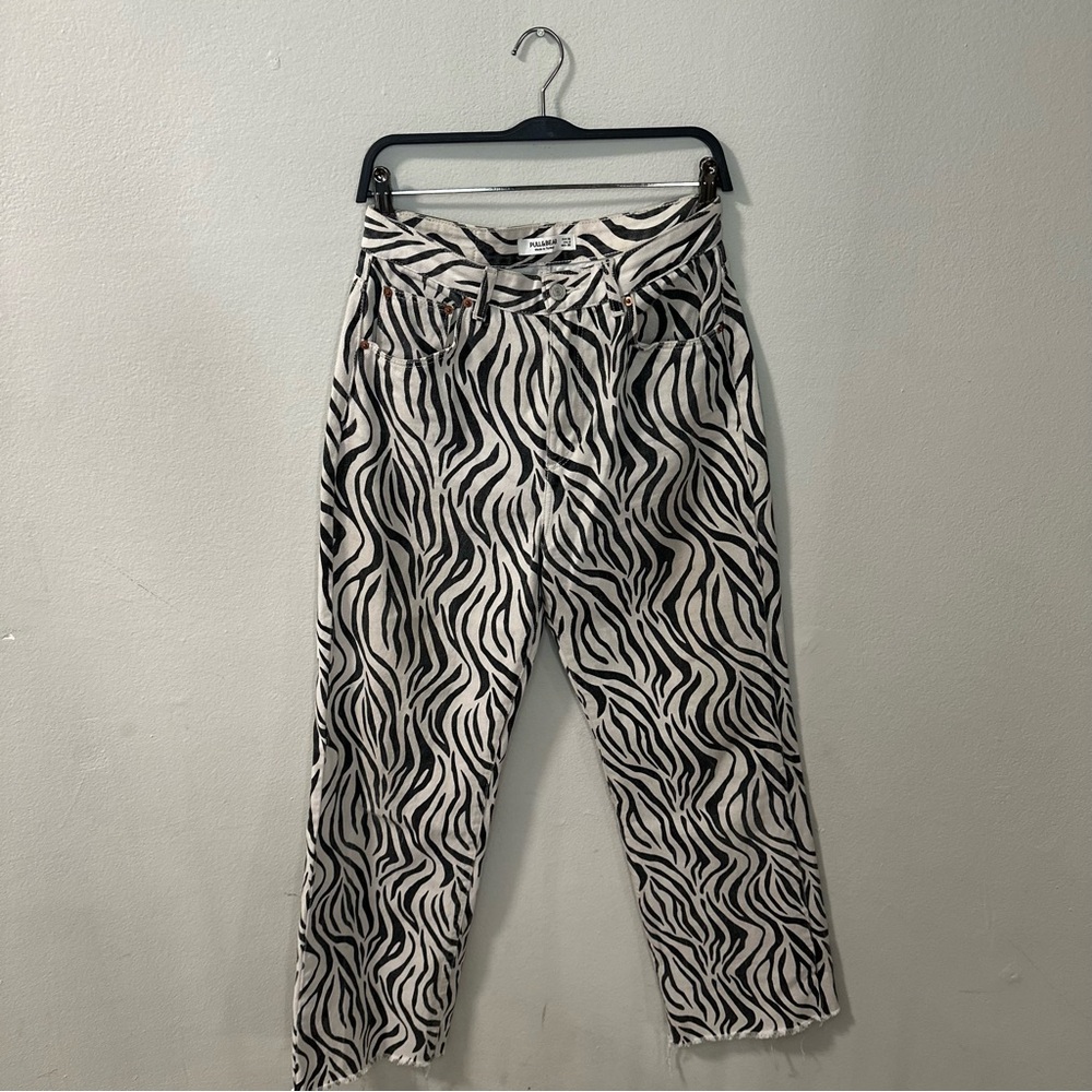 High Waisted Wide Leg Zebra Jeans